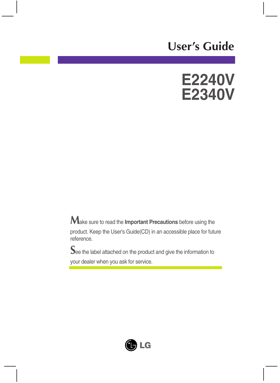 LG E2340V-PN User Manual | 28 pages