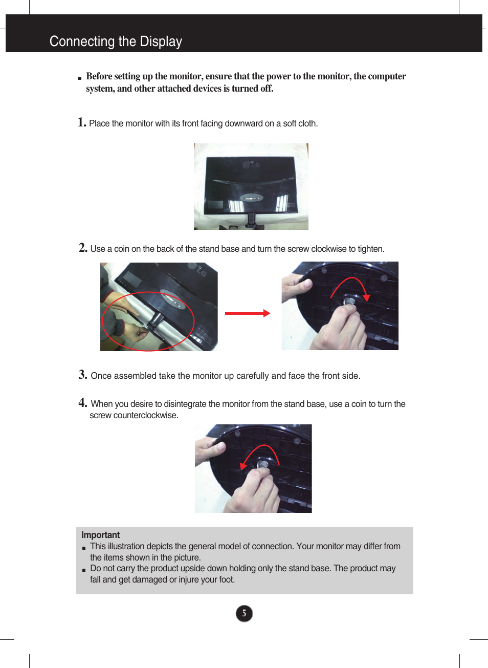 Connecting the display | LG E2340V-PN User Manual | Page 6 / 28