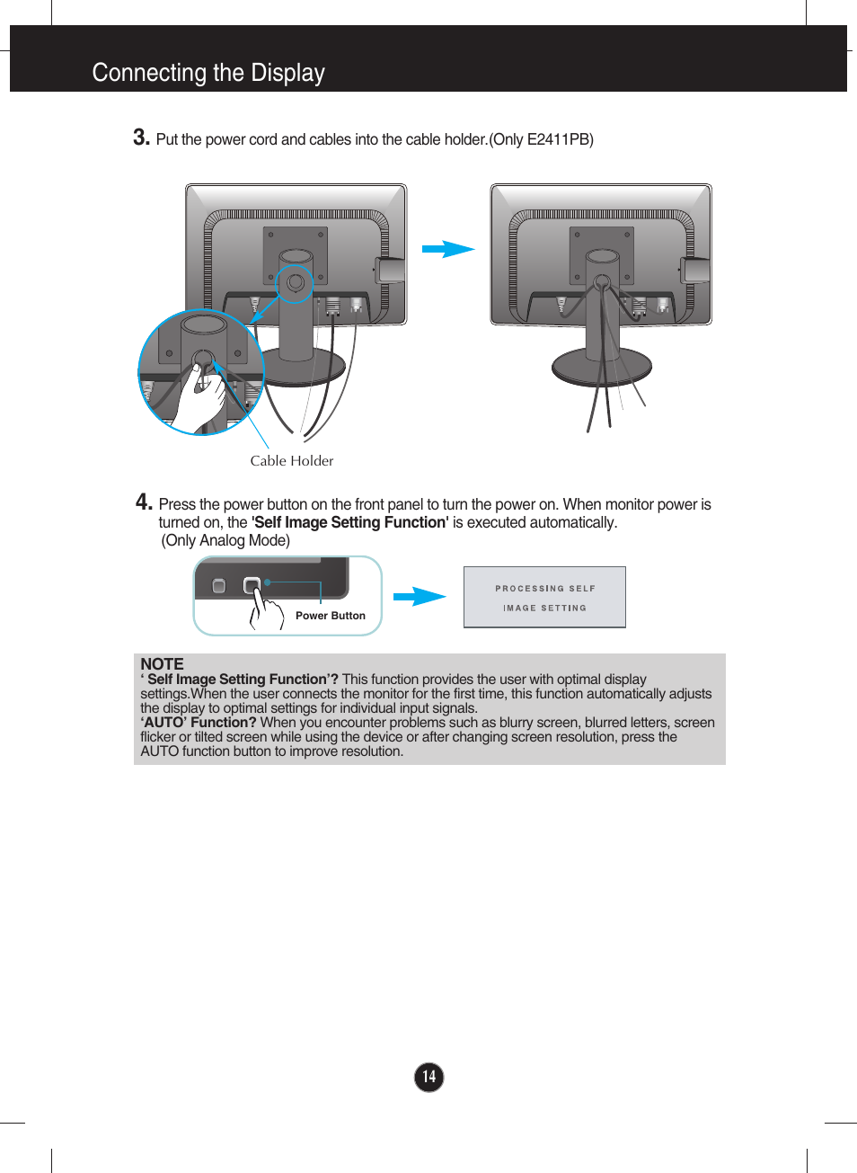 Connecting the display | LG E2411PB-BN User Manual | Page 16 / 36