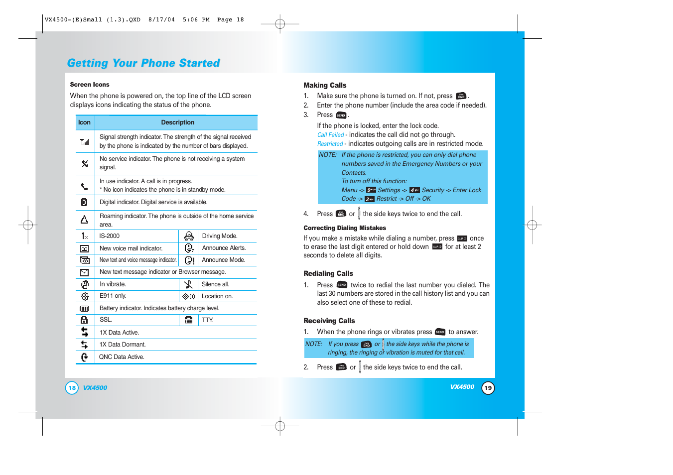 Getting y, Getting y our phone star our phone star ted ted | LG LGVX4500 User Manual | Page 11 / 71