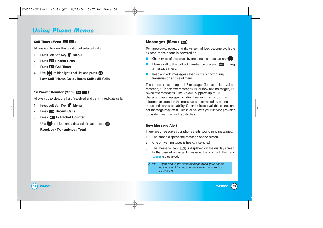 Using phone menus | LG LGVX4500 User Manual | Page 29 / 71