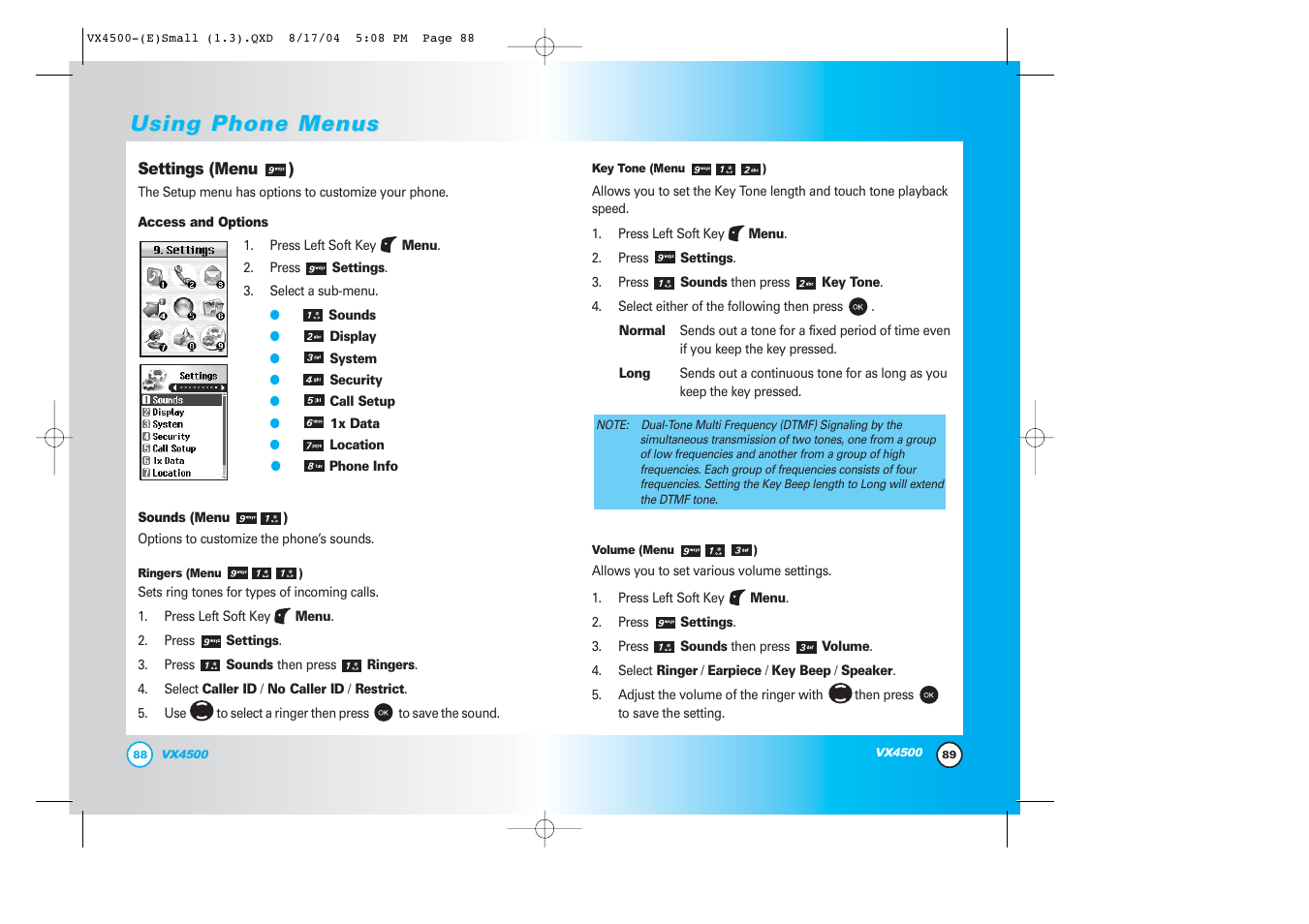 Using phone menus | LG LGVX4500 User Manual | Page 46 / 71