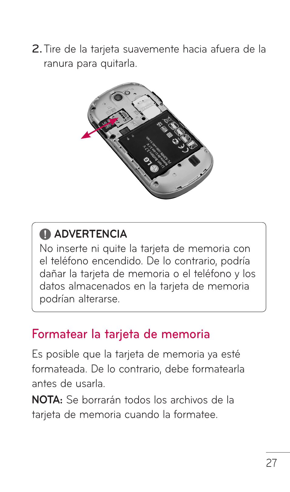 Formatear la tarjeta de memoria | LG C729 User Manual | Page 223 / 412