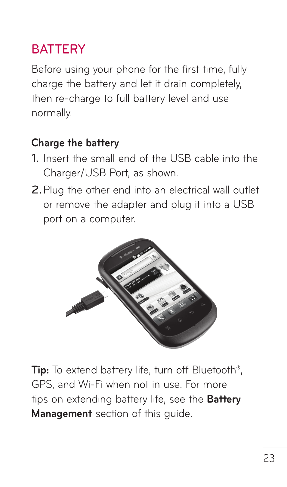 Battery | LG C729 User Manual | Page 23 / 412