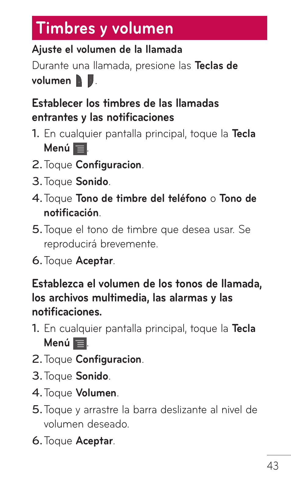 Timbres y volumen | LG C729 User Manual | Page 239 / 412