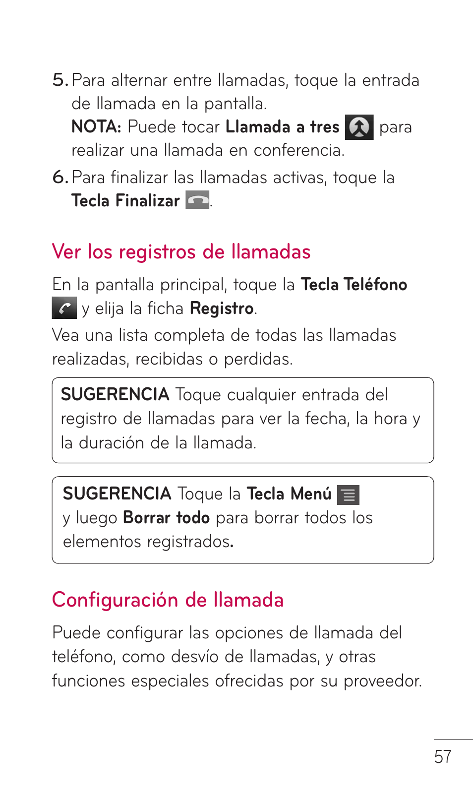 Ver los registros de llamadas, Configuración de llamada | LG C729 User Manual | Page 253 / 412