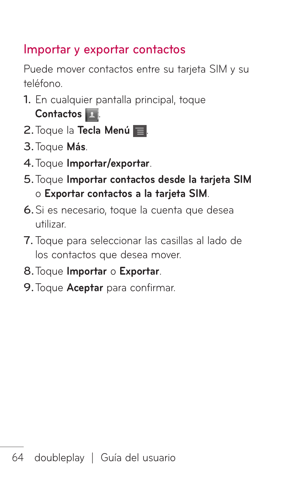 Importar y exportar contactos | LG C729 User Manual | Page 260 / 412