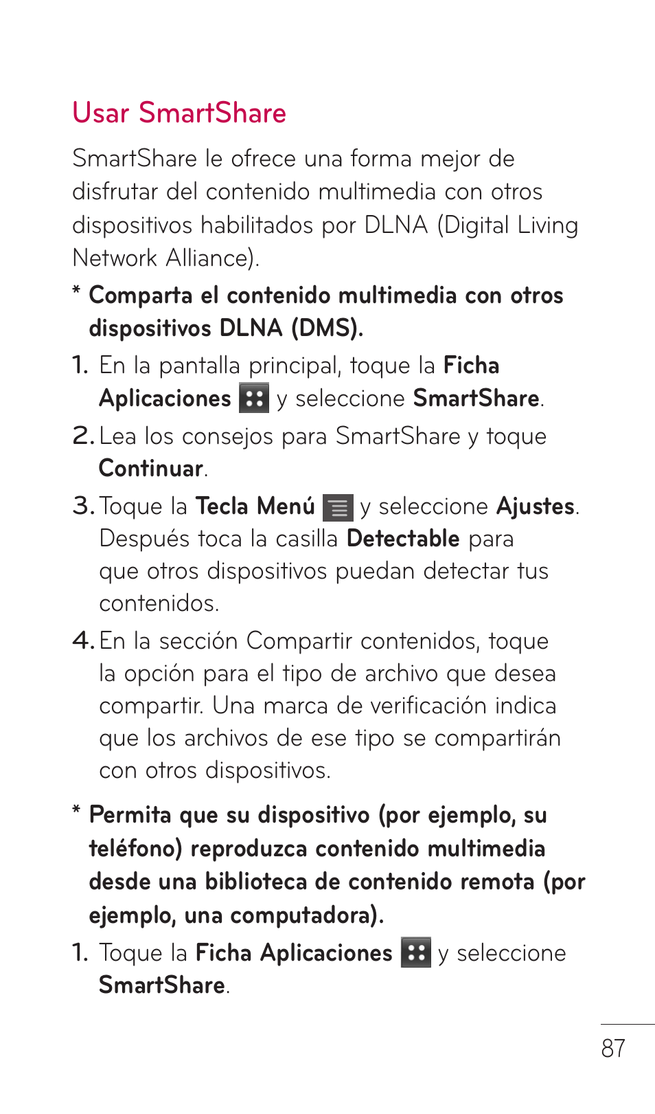 Usar smartshare | LG C729 User Manual | Page 283 / 412