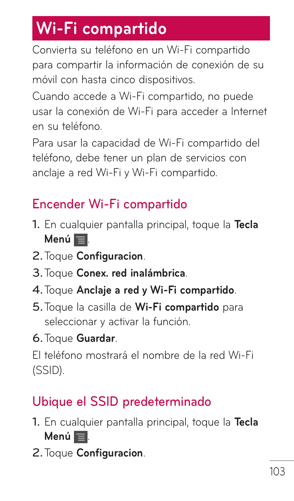 Wi-fi compartido, Encender wi-fi compartido, Ubique el ssid predeterminado | LG C729 User Manual | Page 299 / 412