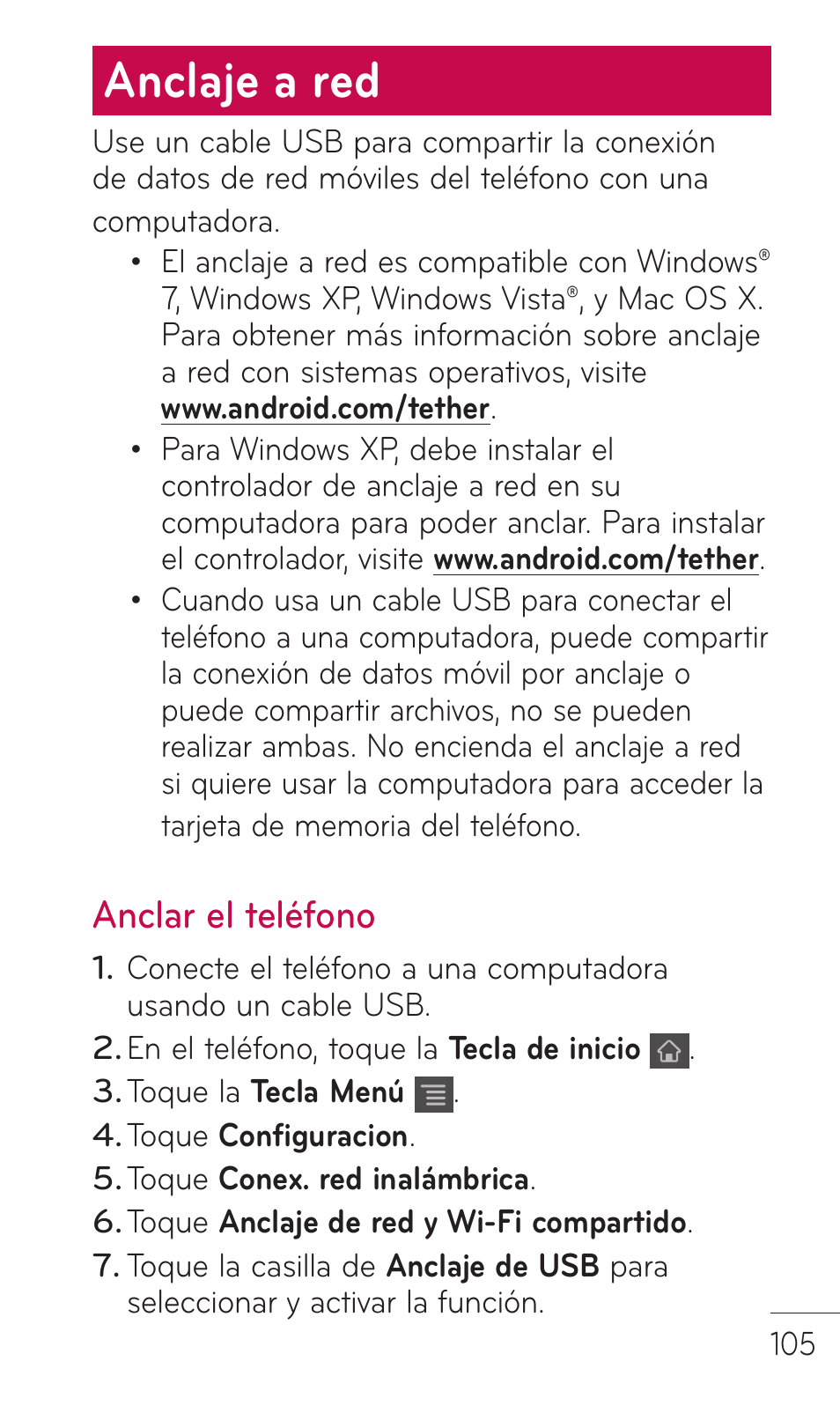 Anclaje a red, Anclar el teléfono | LG C729 User Manual | Page 301 / 412