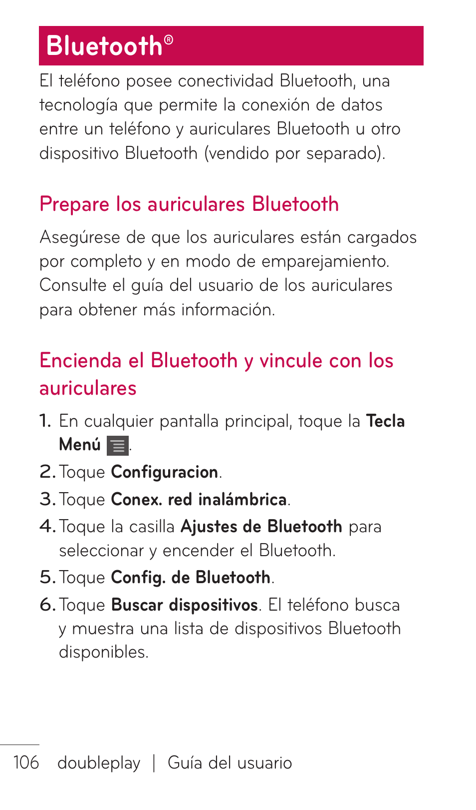 Bluetooth, Prepare los auriculares bluetooth | LG C729 User Manual | Page 302 / 412