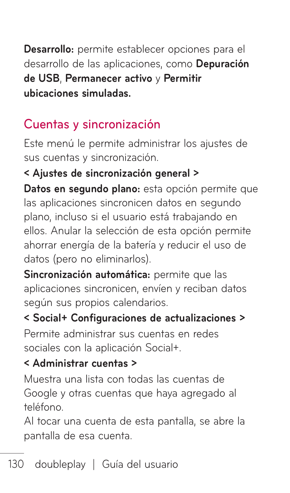 Cuentas y sincronización | LG C729 User Manual | Page 326 / 412