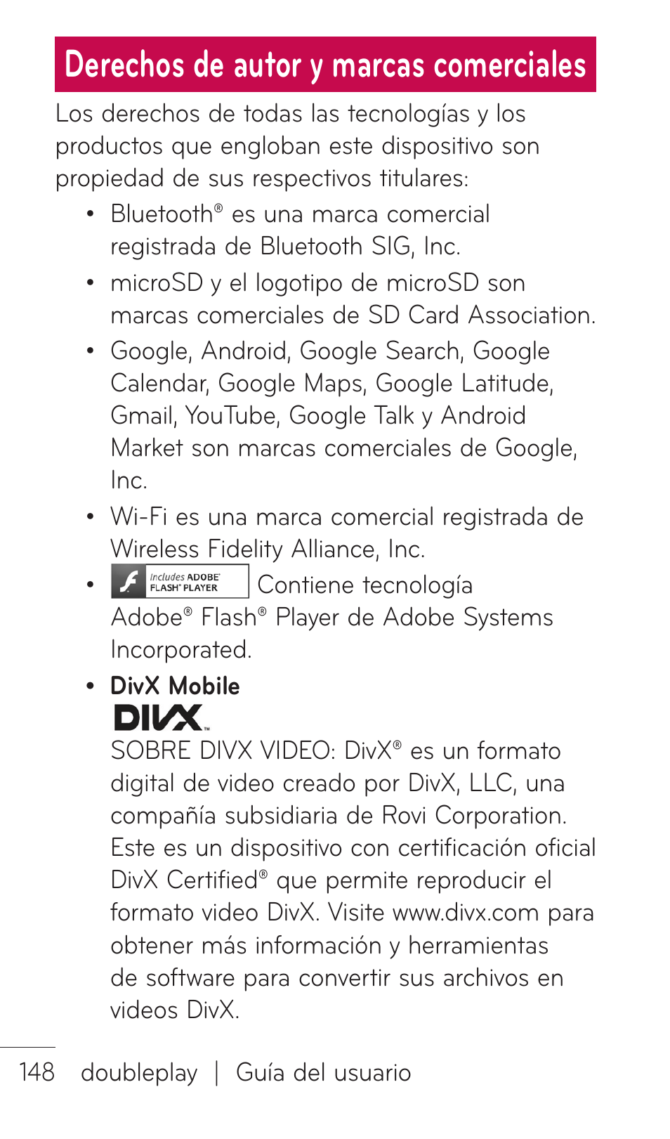 Derechos de autor y marcas comerciales | LG C729 User Manual | Page 344 / 412