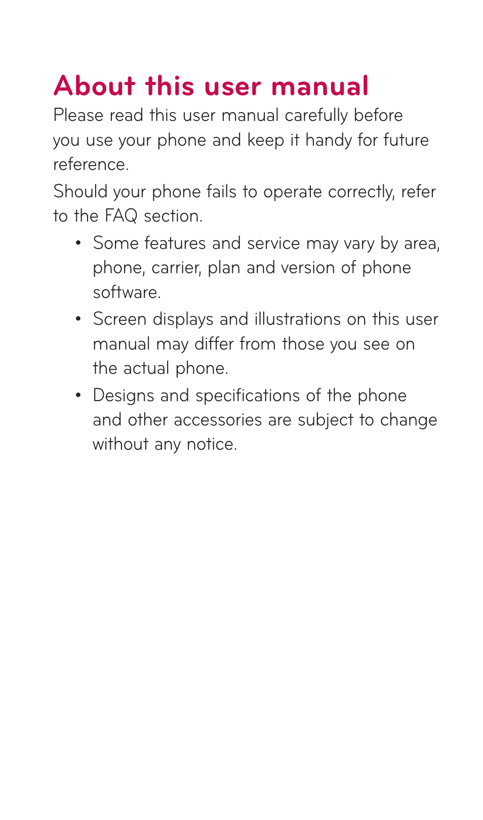 About this user manual | LG C729 User Manual | Page 5 / 412