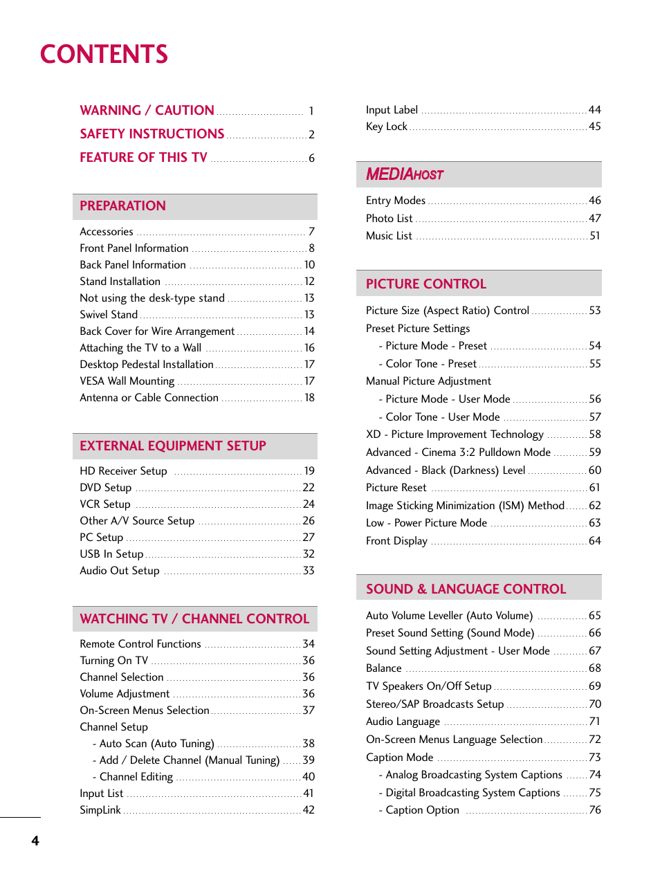 LG 47LC7DF User Manual | Page 6 / 122