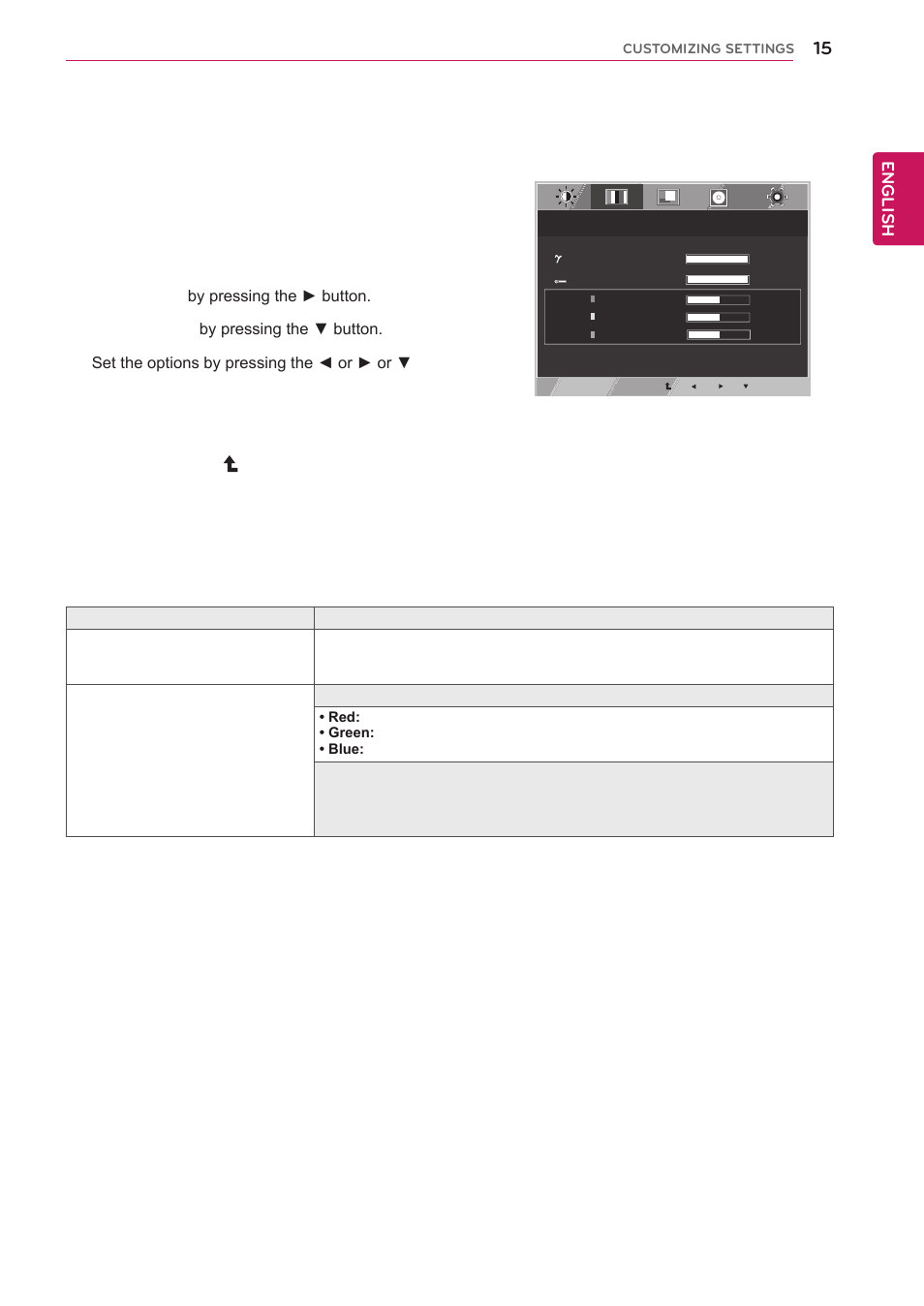 Color, English | LG 24EN43V-B User Manual | Page 15 / 31