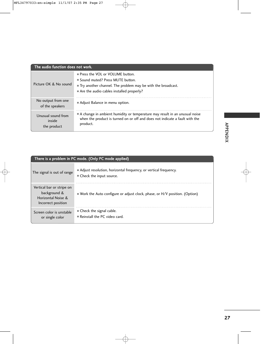 LG 50PC5D-UL User Manual | Page 29 / 34