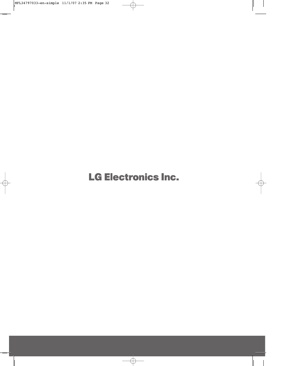 LG 50PC5D-UL User Manual | Page 34 / 34