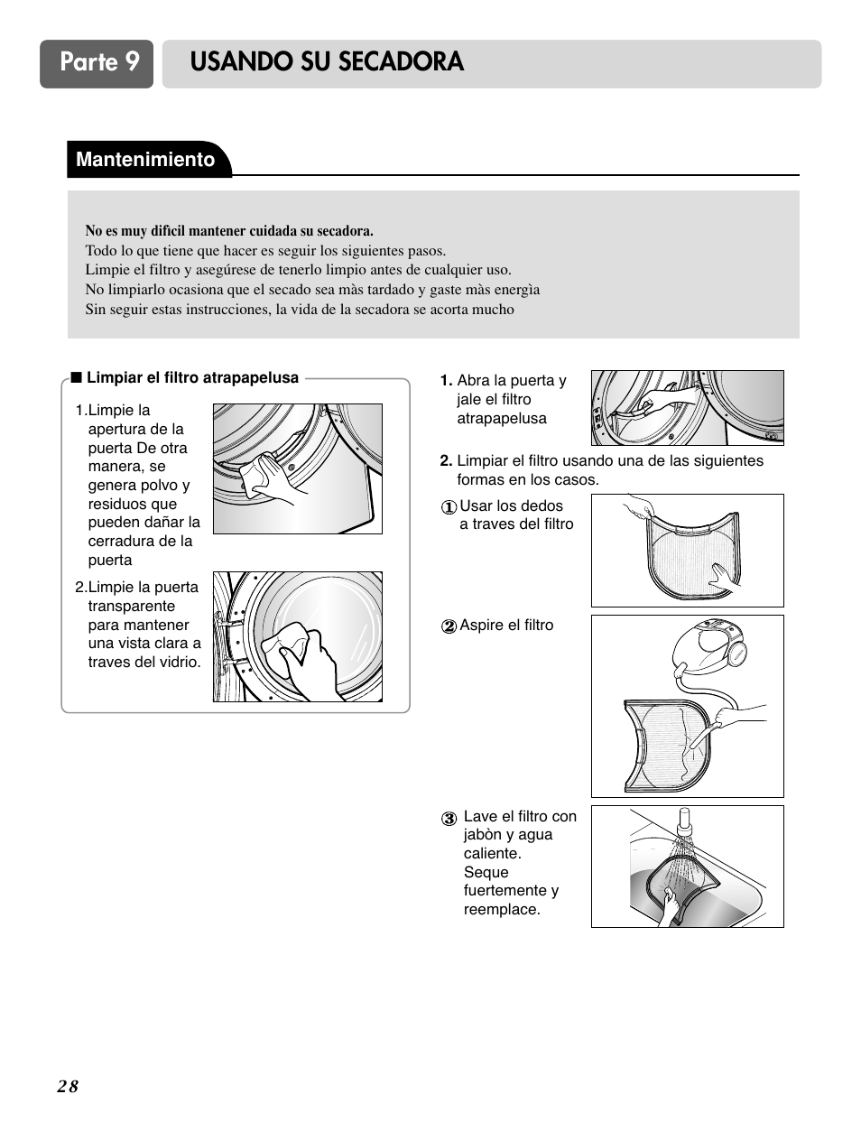 Parte 9 usando su secadora | LG DLE2515S User Manual | Page 60 / 64