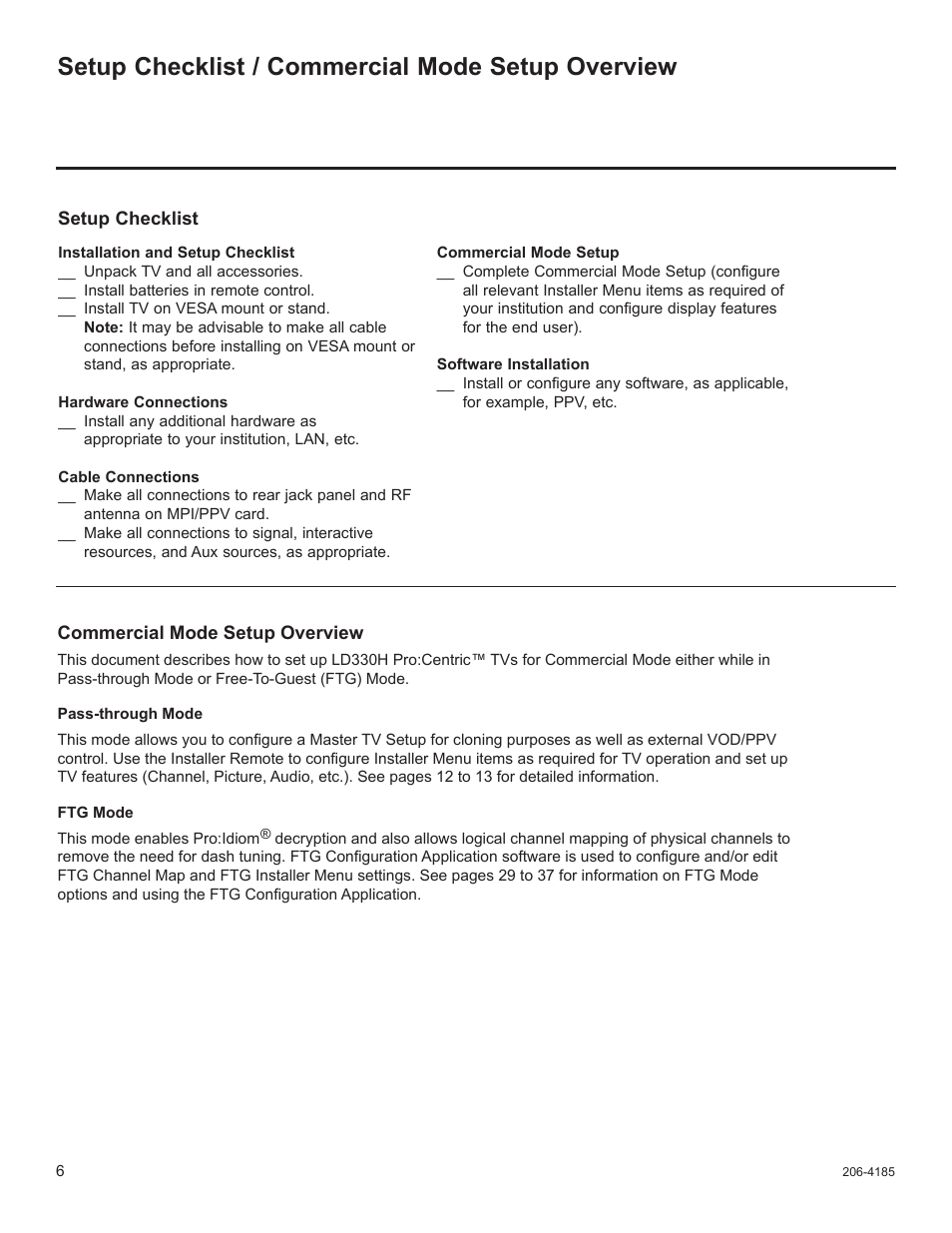 Setup checklist / commercial mode setup overview | LG 26LD340H User Manual | Page 273 / 317