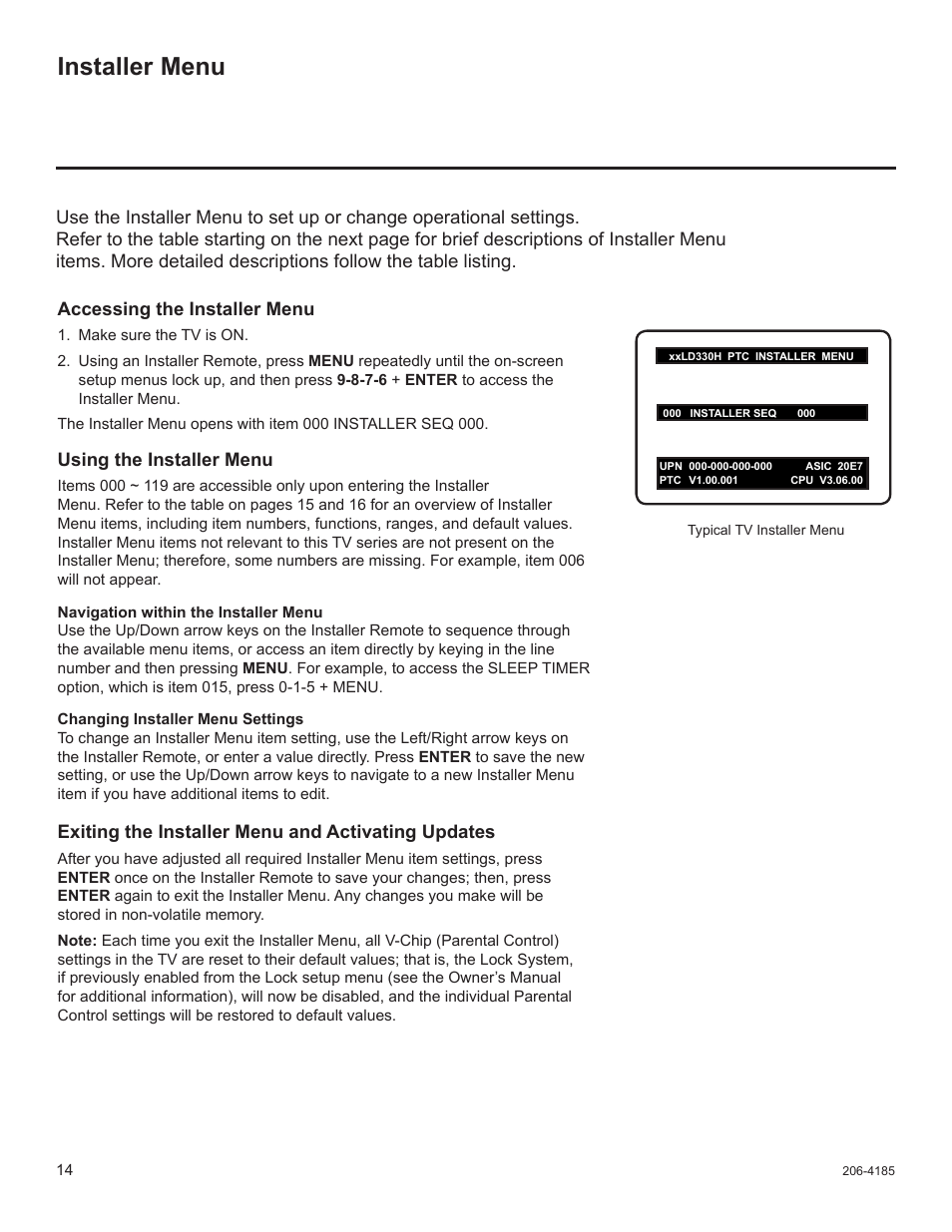 Installer menu | LG 26LD340H User Manual | Page 281 / 317