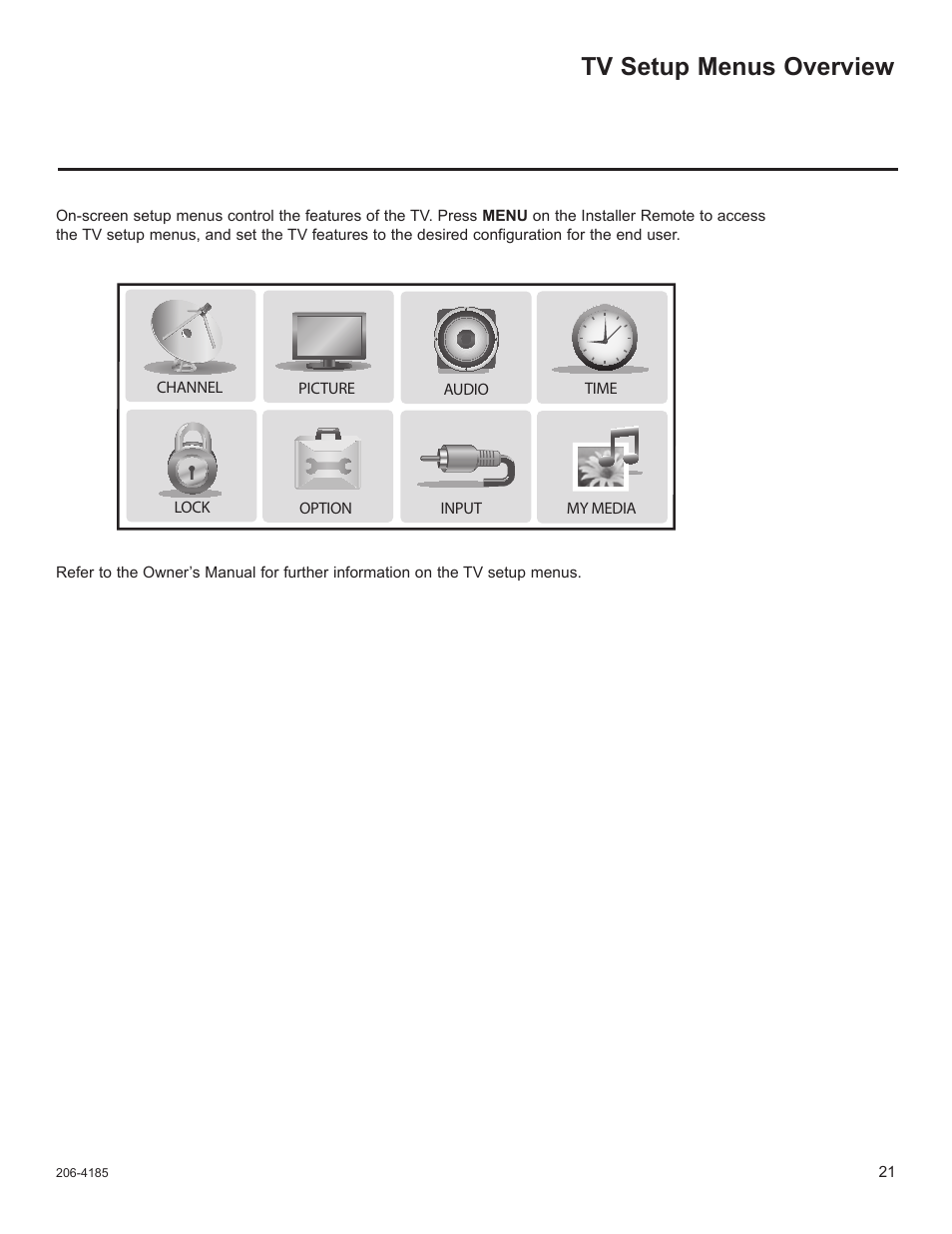 Tv setup menus overview | LG 26LD340H User Manual | Page 288 / 317