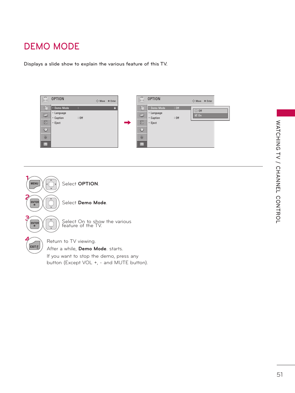 Demo mode | LG 26LD340H User Manual | Page 51 / 317