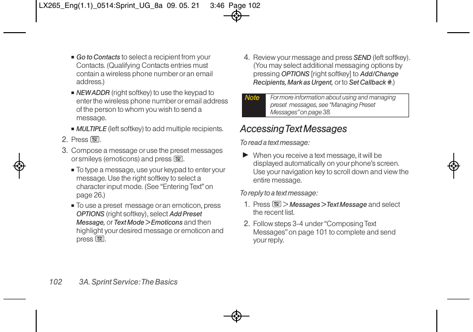 Accessing text messages | LG LGLX265 User Manual | Page 114 / 160