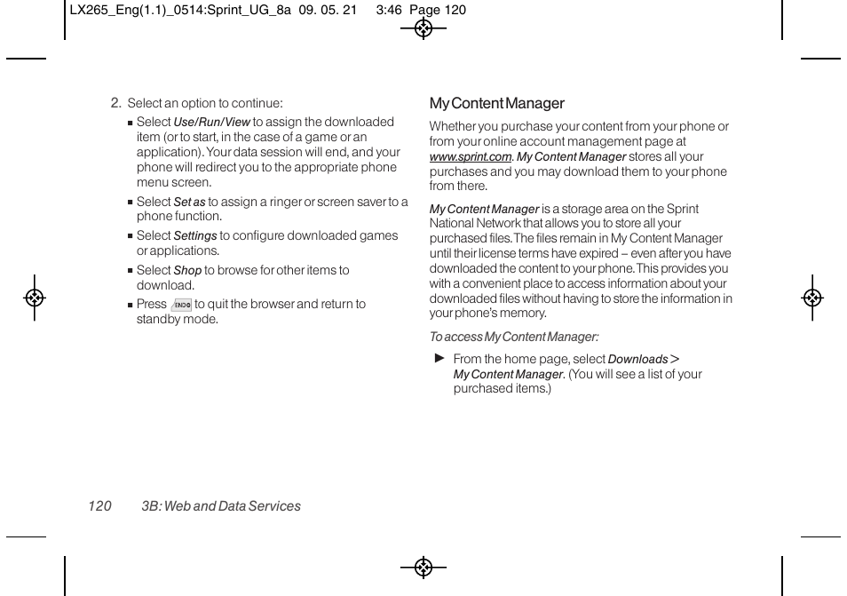 My content manager | LG LGLX265 User Manual | Page 132 / 160