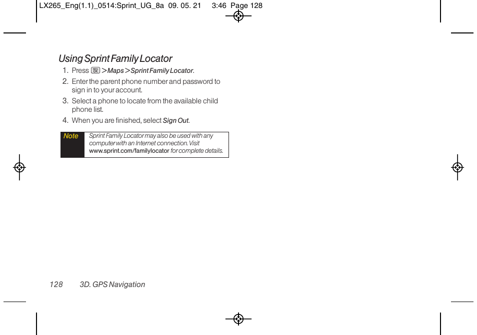 Using sprint family locator | LG LGLX265 User Manual | Page 140 / 160