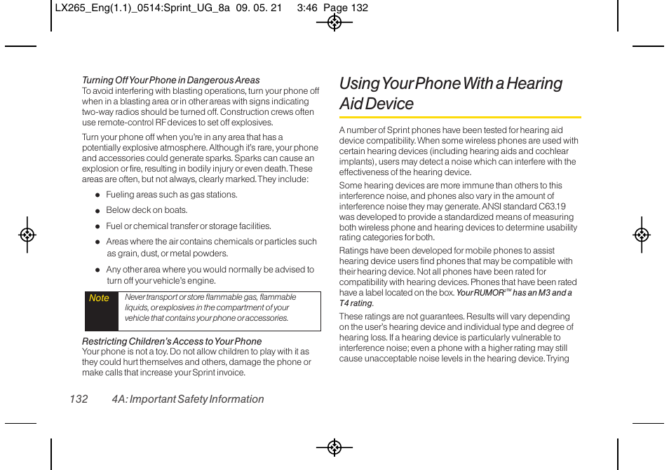 Using your phone with a hearing aid device | LG LGLX265 User Manual | Page 144 / 160