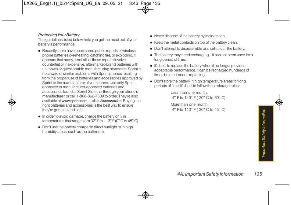 4a: important safety information 135 | LG LGLX265 User Manual | Page 147 / 160