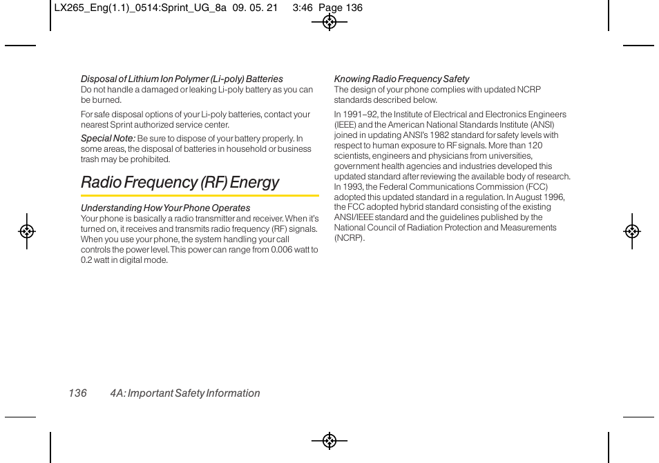 Radio frequency (rf) energy | LG LGLX265 User Manual | Page 148 / 160