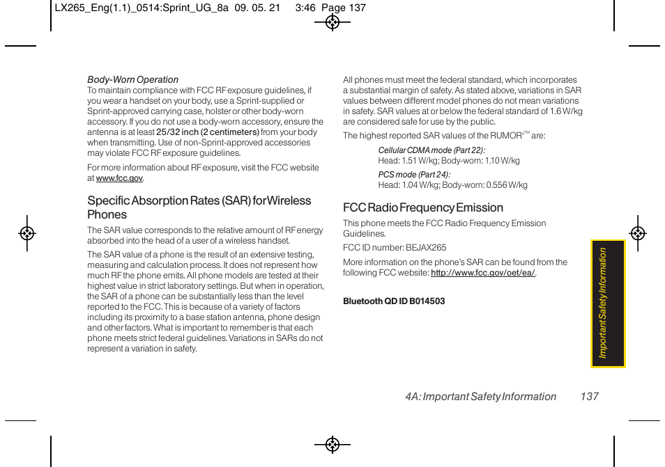 Fcc radio frequency emission | LG LGLX265 User Manual | Page 149 / 160