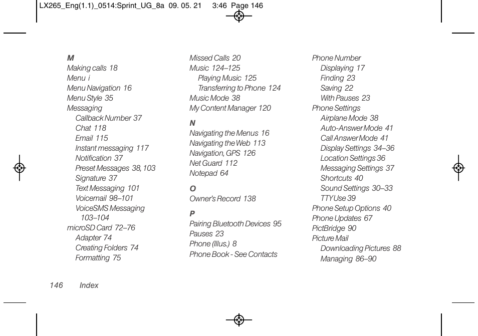 LG LGLX265 User Manual | Page 158 / 160