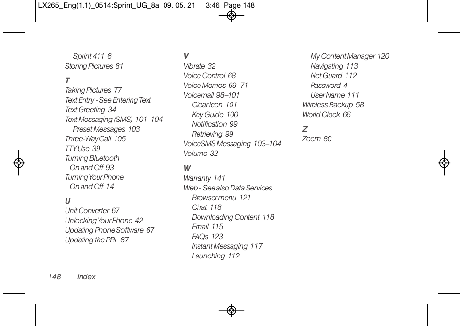 LG LGLX265 User Manual | Page 160 / 160