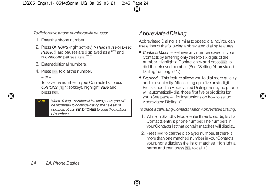 Abbreviated dialing | LG LGLX265 User Manual | Page 36 / 160