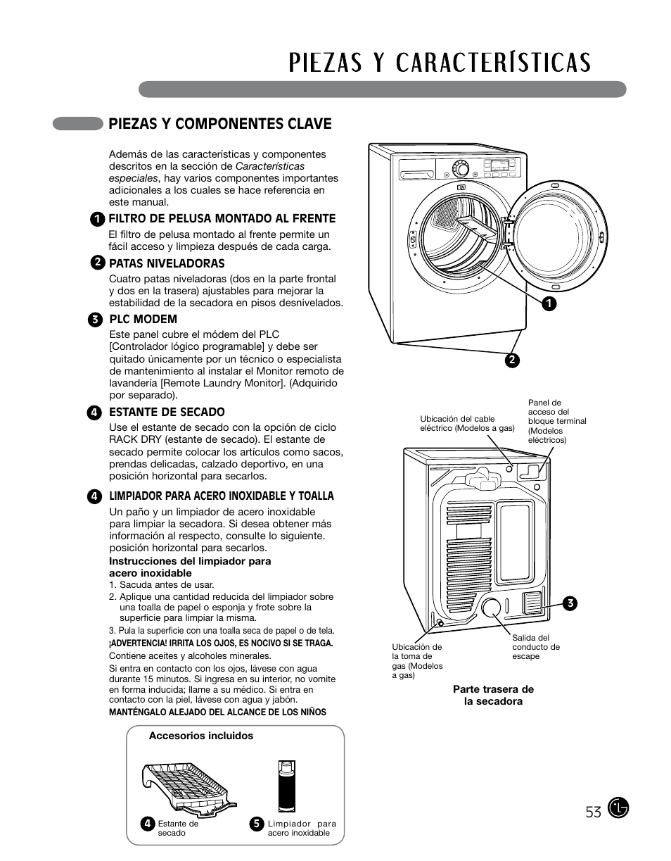 Piezas y componentes clave | LG DLGX0002TM User Manual | Page 53 / 92