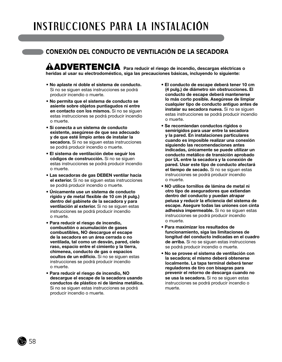 Wadvertencia | LG DLGX0002TM User Manual | Page 58 / 92