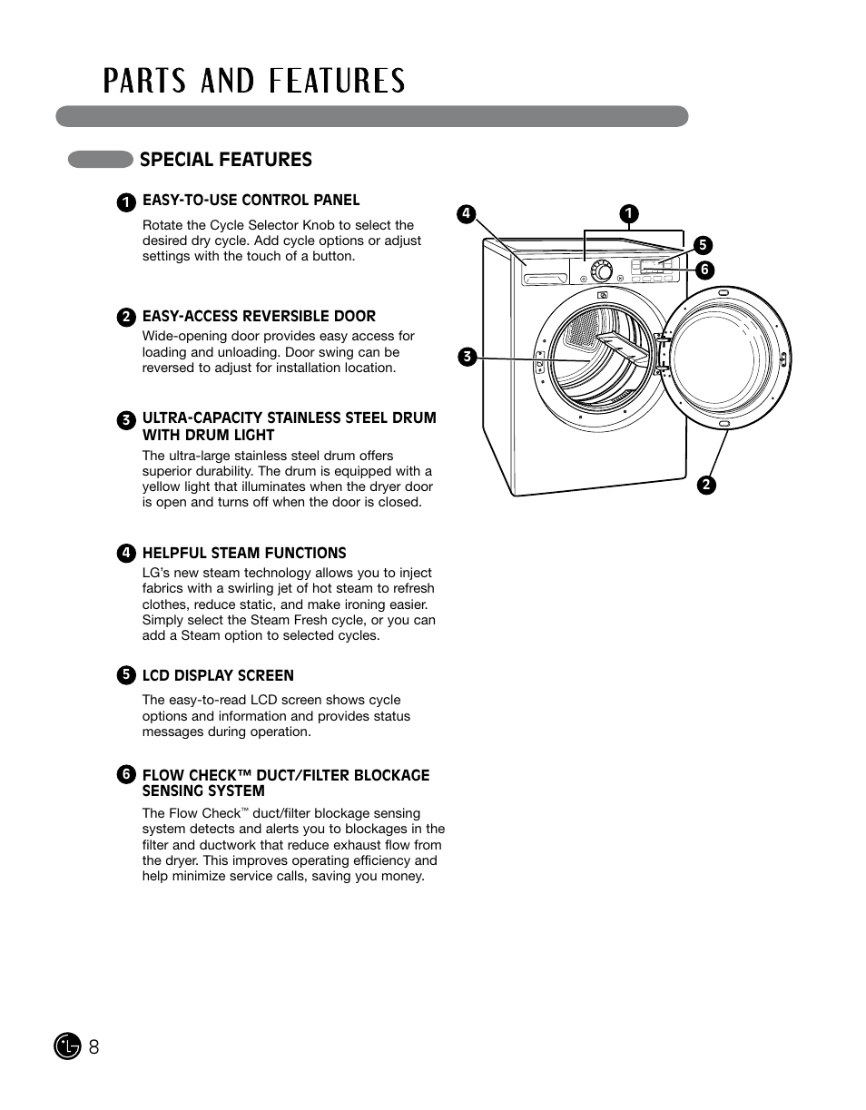 Special features | LG DLGX0002TM User Manual | Page 8 / 92