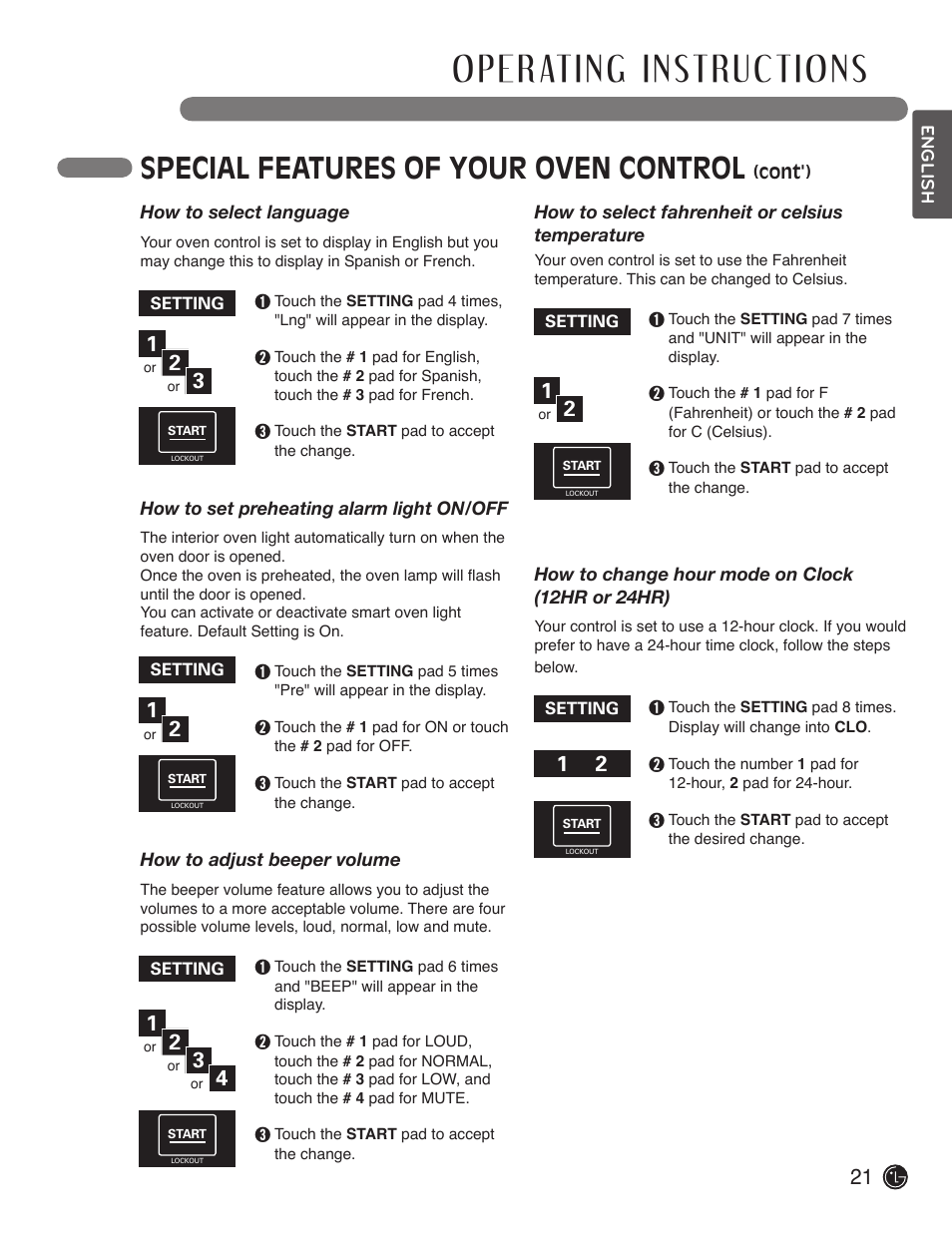 Special features of your oven control | LG LDE3019ST User Manual | Page 21 / 55