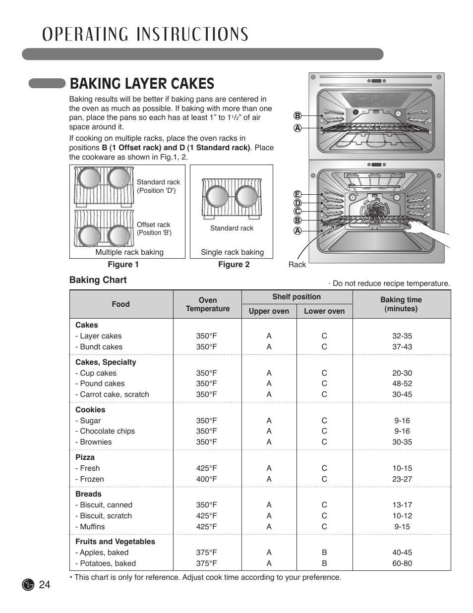 Baking layer cakes | LG LDE3019ST User Manual | Page 24 / 55