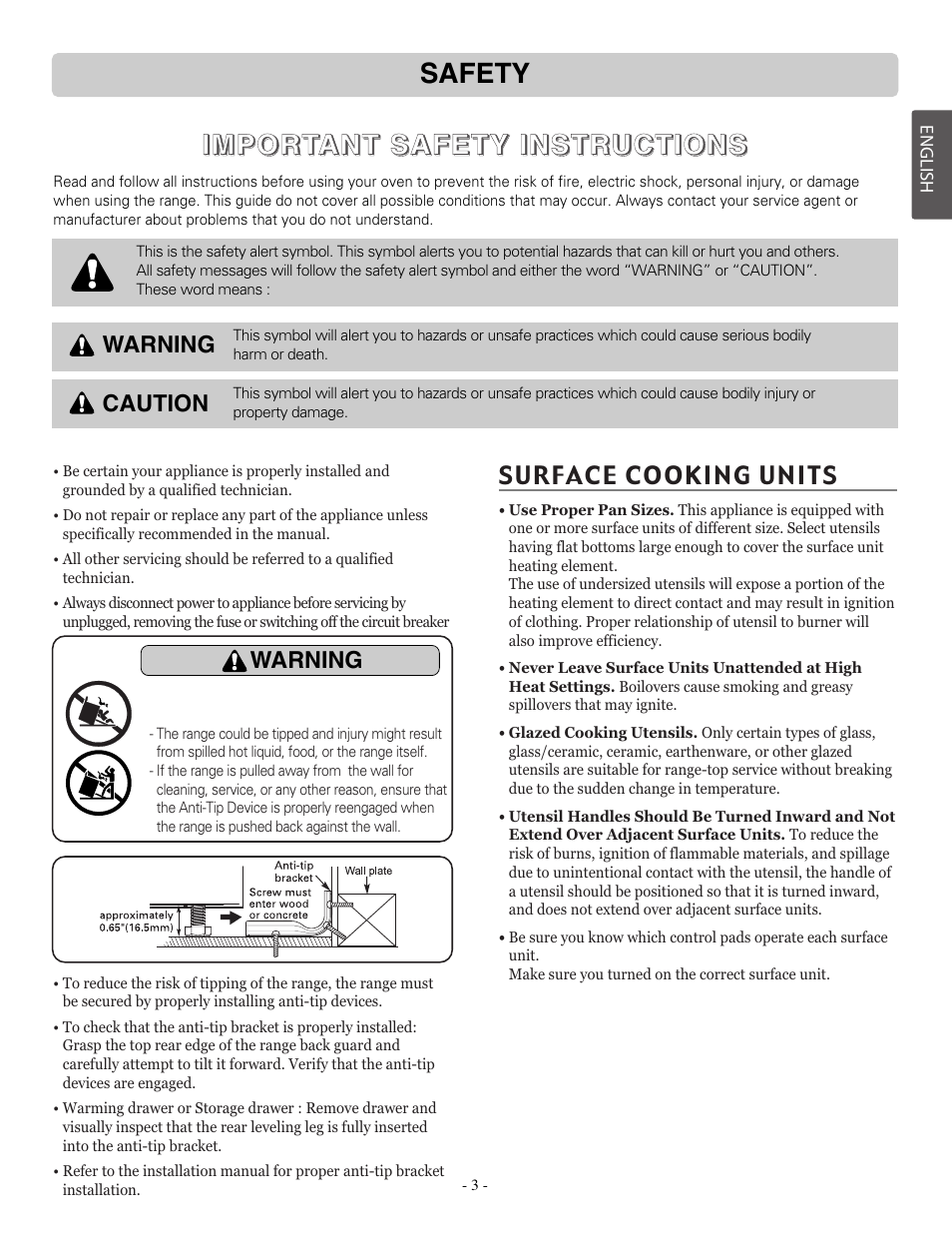 LG LRE30757ST User Manual | Page 3 / 41