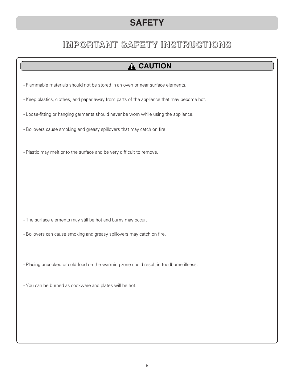LG LRE30757ST User Manual | Page 6 / 41