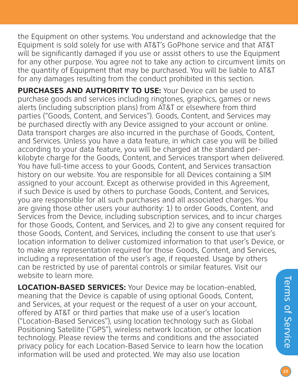 Terms of servic e | LG P506 User Manual | Page 25 / 72