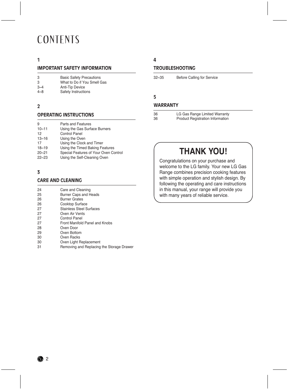 LG LRG3021ST User Manual | Page 2 / 76
