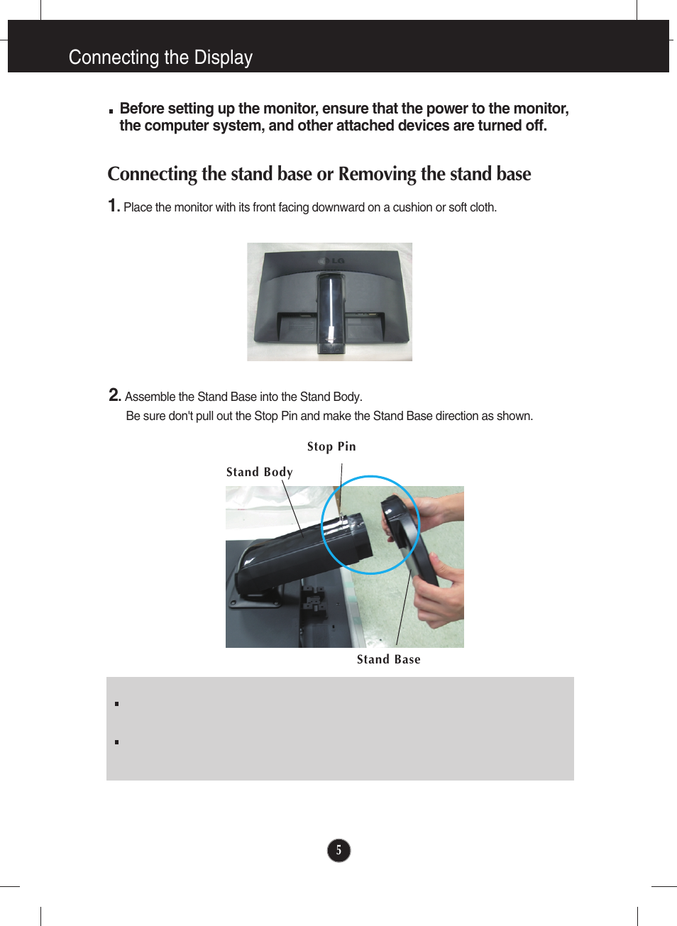 Connecting the display | LG E1910P-BN User Manual | Page 6 / 32