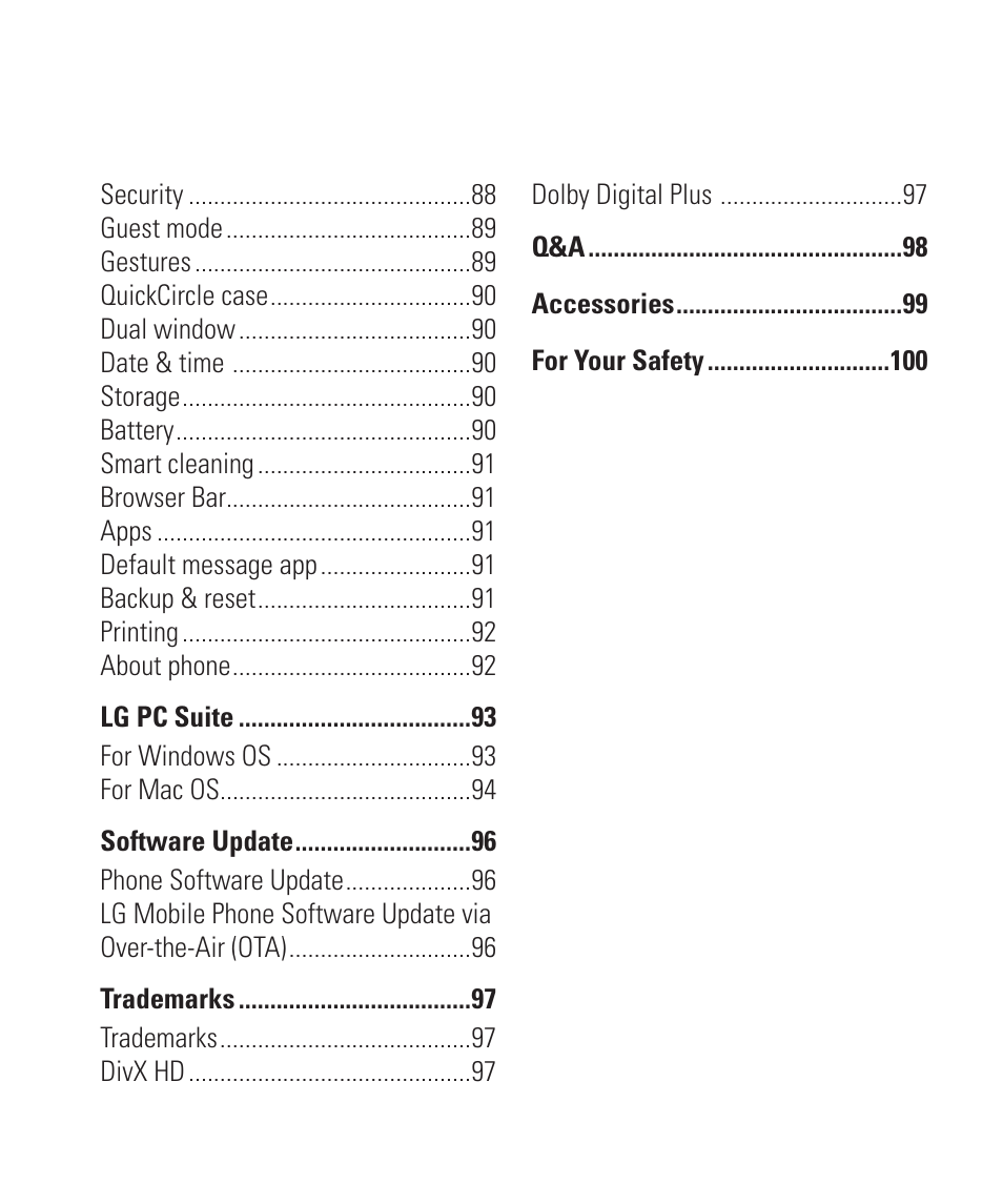 LG LGD850 User Manual | Page 9 / 131