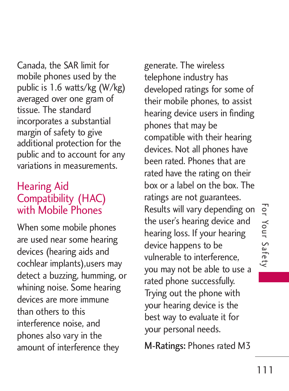 Hearing aid compatibility (hac) with mobile phones | LG LG505C User Manual | Page 113 / 245