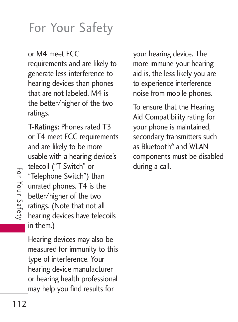 For your safety | LG LG505C User Manual | Page 114 / 245